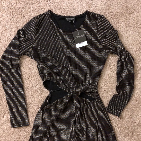 Topshop Cutout Knot Skater Dress Sz4 NWT - Picture 6 of 6